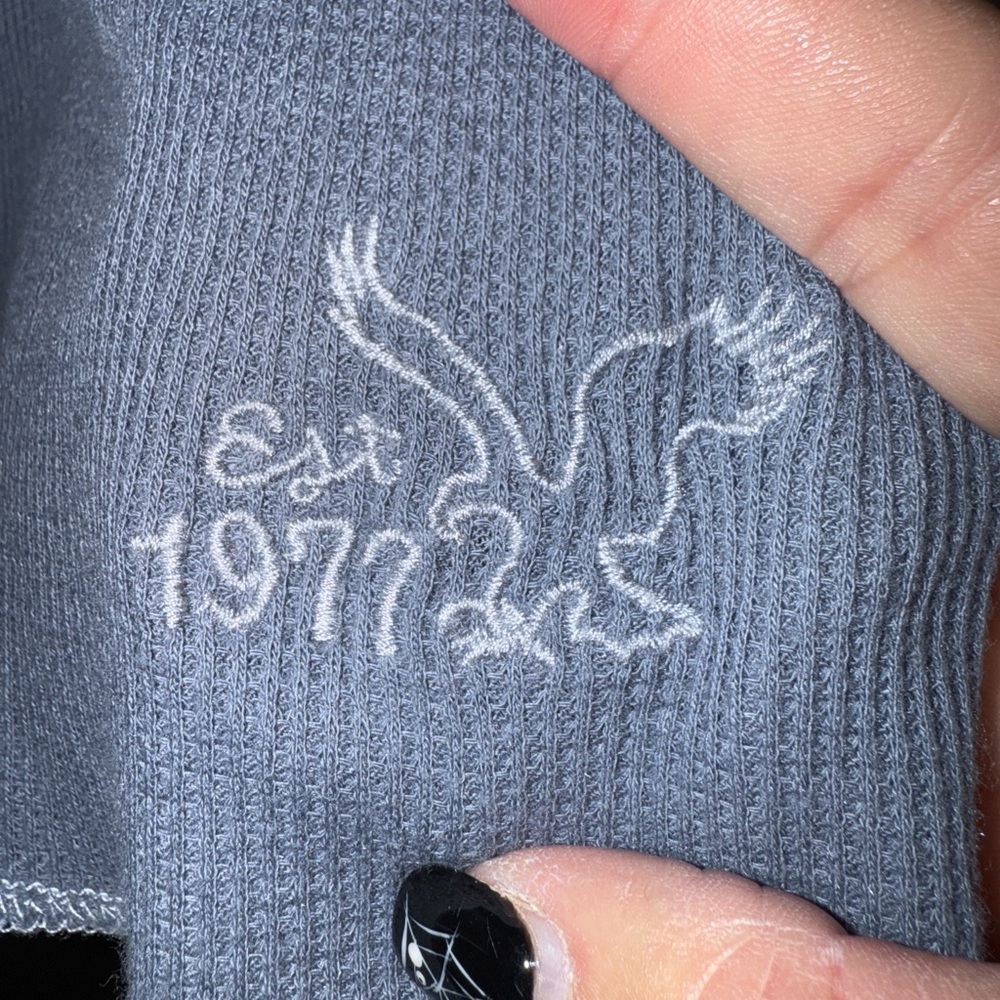 American Eagle Outfitters Gray Button Down Hoodie Top - Picture 2 of 9